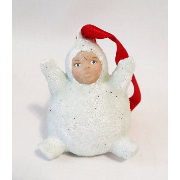 2 Vintage Christmas Snow Baby Tree Ornaments Alberta Ceramic Mold - Picture 3 of 5